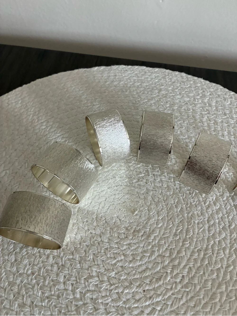 Pier 1 Silver Textured Napkin Rings - Set of 6